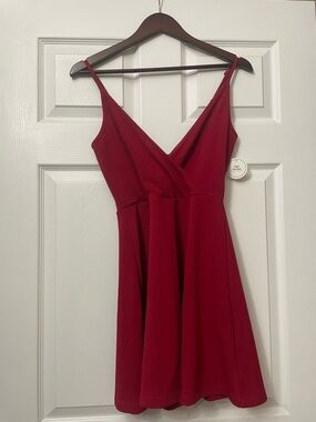 Boutique Red V-Neck Spaghetti Strap Dress